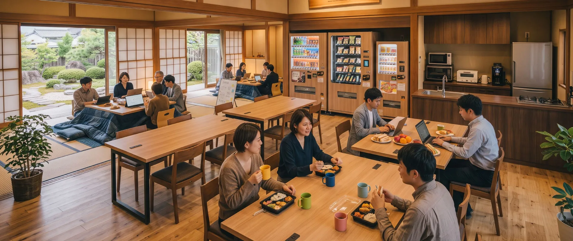 共用スペースでほかの人とコミュニケーション